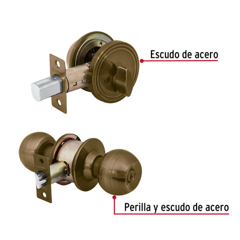 Combo cerraduras, llave-mariposa, latón antiguo HERMEX BASIC | CMB-21P | 23617