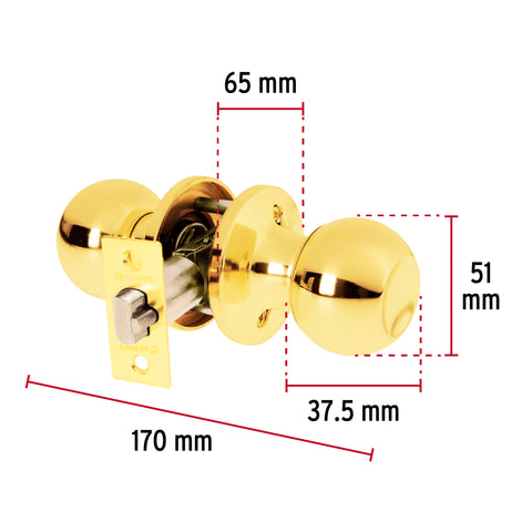 Cerradura tipo esfera, tubular, entrada, brillante, BASIC | BALT-LB-EP | 23655