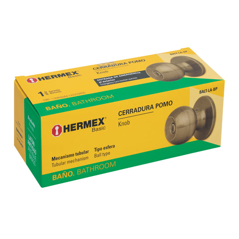 Cerradura tipo esfera, tubular, baño, antiguo, HERMEX BASIC | BALT-LA-BP | 23662