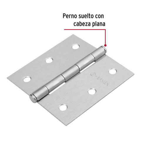 Bisagra cuadrada 3', satinado, cabeza plana, BASIC | BC-303PP | 23687
