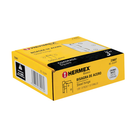 Bisagra cuadrada 3', satinado, cabeza plana, BASIC | BC-303PP | 23687