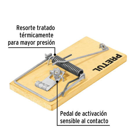 Bolsa con 2 trampas de 4' de madera para ratón, Pretul | RAT-4M | 23709