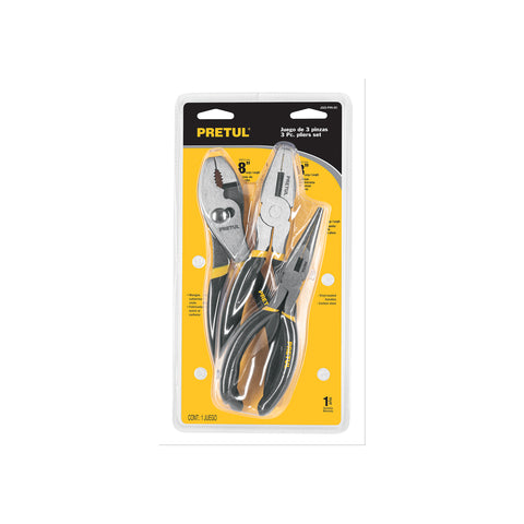 Juego de 3 pinzas, mangos de PVC, Pretul | JGO-PIN-3C | 23976