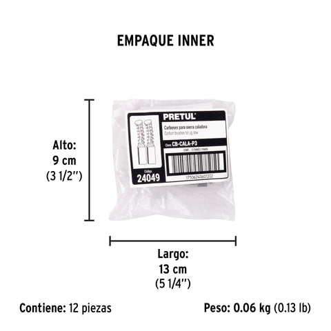 Bolsa con 2 carbones de repuesto para CALA-P3, PRETUL | CB-CALA-P3 | 24049