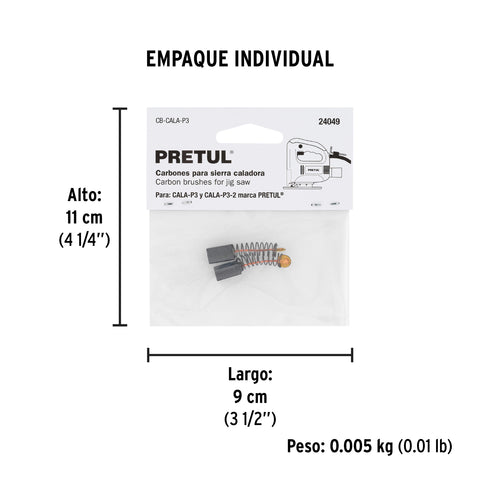 Bolsa con 2 carbones de repuesto para CALA-P3, PRETUL | CB-CALA-P3 | 24049