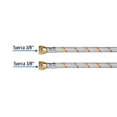 Manguera para gas, aluminio, 3/8' flare, 100 cm, FOSET BASIC | FGA-10P | 24061