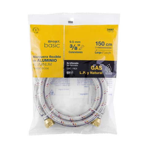 Manguera para gas, aluminio, 3/8' flare, 150 cm, FOSET BASIC | FGA-15P | 24062