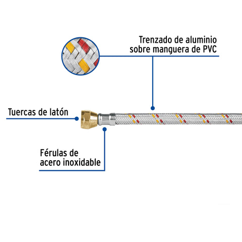 Manguera para gas, aluminio, 3/8' flare, 400 cm, FOSET BASIC | FGA-40P | 24065