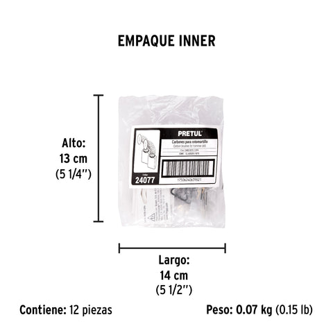 Bolsa con 2 carbones de repuesto para ROTO-1/2P4, PRETUL | CB-ROTO-1/2P4 | 24077