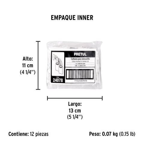 Bolsa con 2 carbones de repuesto para ROTO-3/8P4, PRETUL | CB-ROTO-3/8P4 | 24078