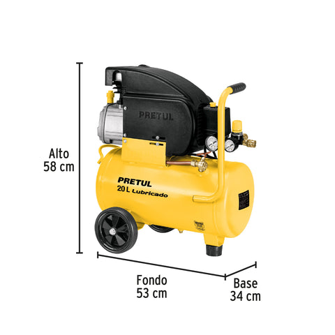 Kit Compresor lub, 20L, manguera y pistola grav,127V, PRETUL | COMP-KIT20P3 | 24079