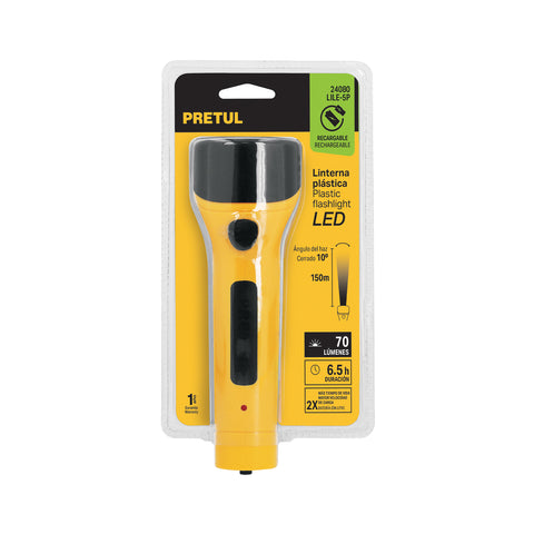 Linterna plástica de LED, 70 lm, recargable, PRETUL | LILE-5P | 24080