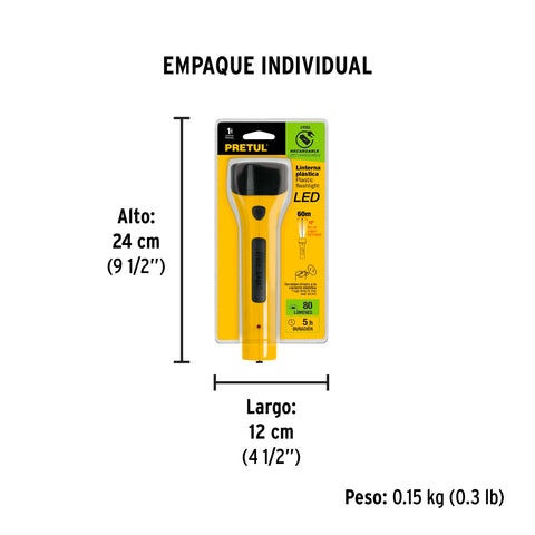 Linterna plástica de LED, 80 lm, recargable, PRETUL | LILE-7P | 24082