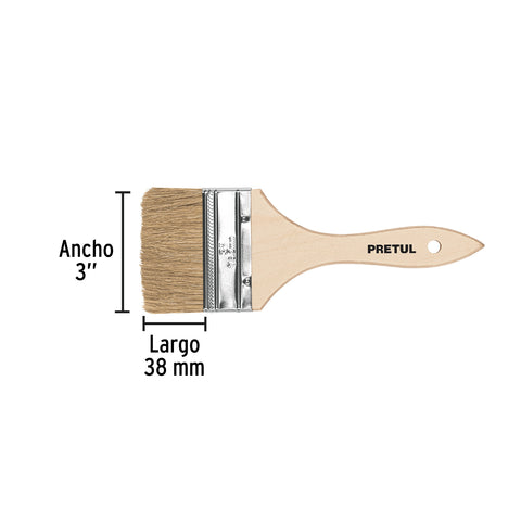 Brocha uso general de 3' con mango de madera, Pretul | BRE-3 | 24475