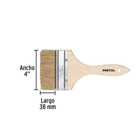 Brocha uso general de 4' con mango de madera, Pretul | BRE-4 | 24476