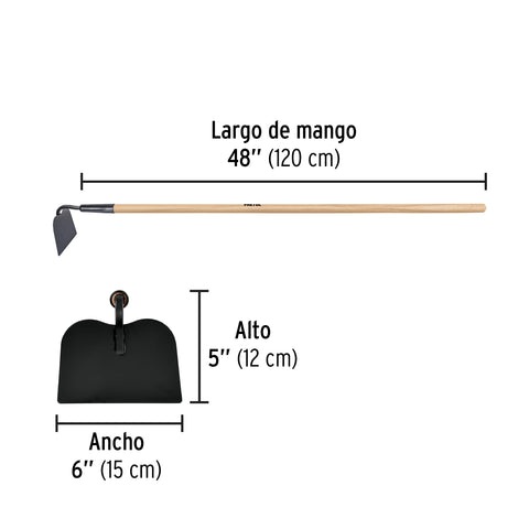 Azadón jardinero, mango de madera 48', PRETUL | ATJ-P | 25053