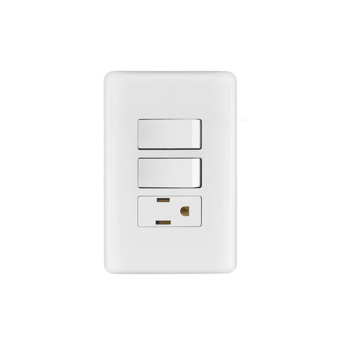 Placa armada con contacto y 2 interruptores sencillos, Basic | PA-APCO-B2 | 25081