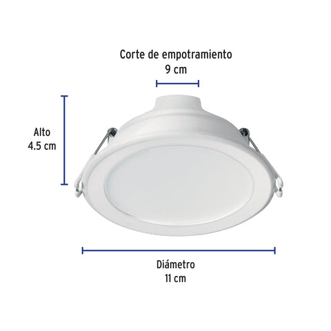 Luminario LED empotrable 7 W 6500 K, redondo, VOLTECK BASIC | EMP-101LB | 25087