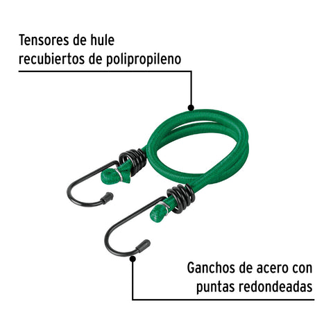 Bolsa con 2 tensores elásticos verdes de 45 cm, Pretul | TENS-2C | 25091