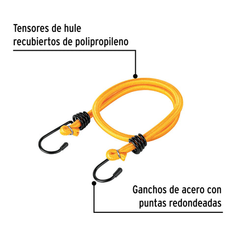 Bolsa con 2 tensores elásticos amarillos de 60 cm, Pretul | TENS-2M | 25092