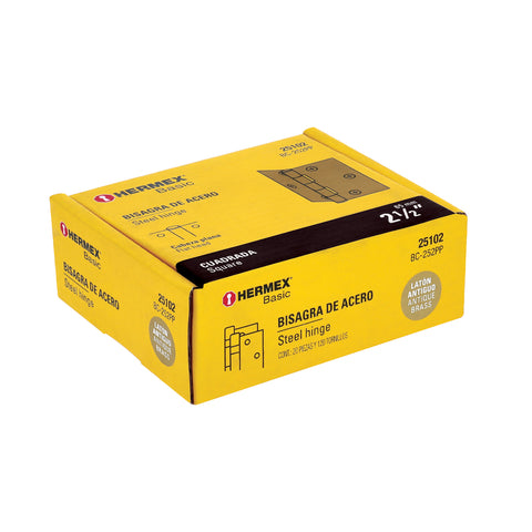 Bisagra cuadrada 2-1/2', latón antiguo, cabeza plana, BASIC | BC-252PP | 25102