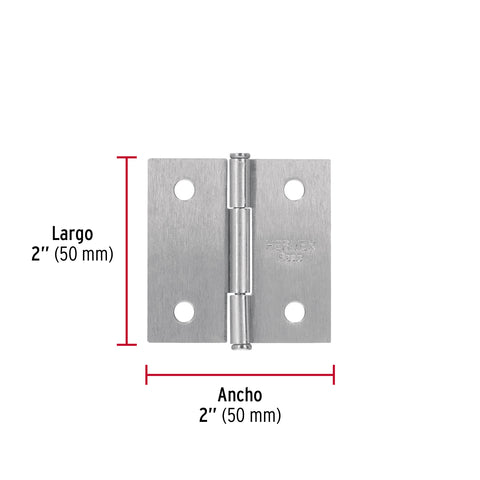 Bisagra cuadrada 2', satinado, cabeza plana, BASIC | BC-203PP | 25106