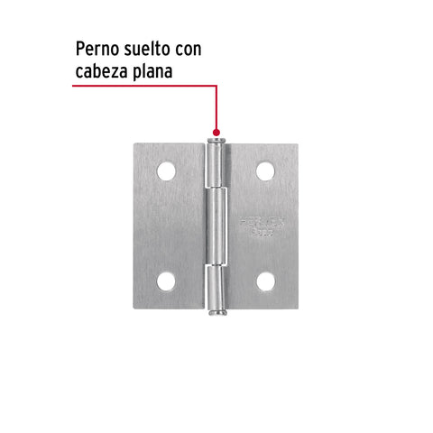 Bisagra cuadrada 2', satinado, cabeza plana, BASIC | BC-203PP | 25106