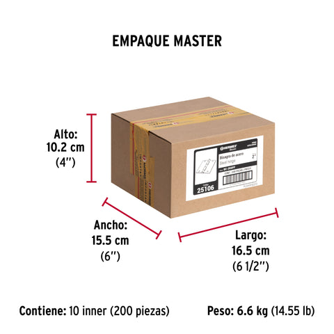 Bisagra cuadrada 2', satinado, cabeza plana, BASIC | BC-203PP | 25106