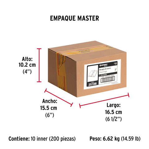 Bisagra cuadrada 2', latonado, cabeza plana, HERMEX BASIC | BC-201PP | 25108