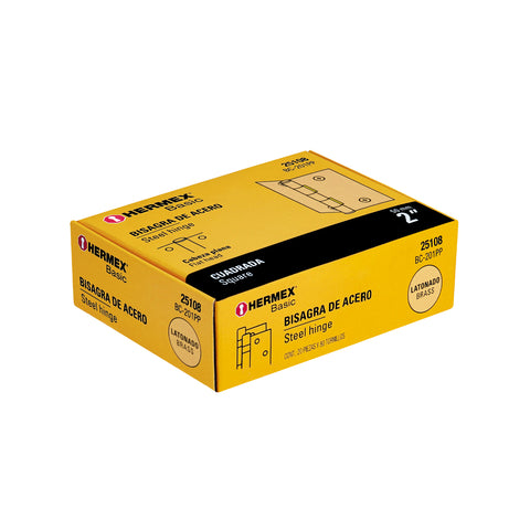 Bisagra cuadrada 2', latonado, cabeza plana, HERMEX BASIC | BC-201PP | 25108