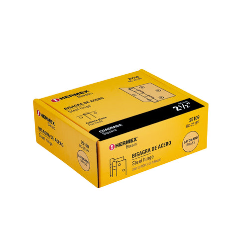 Bisagra cuadrada 2-1/2',latonado, cabeza plana, HERMEX BASIC | BC-251PP | 25109