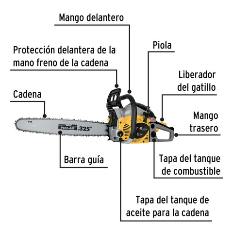 Motosierra 45 cc a gasolina con barra de 20', Pretul | MOT-4520P | 26015