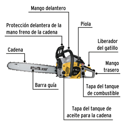Motosierra 45 cc a gasolina con barra de 18', Pretul | MOT-4518P | 26017