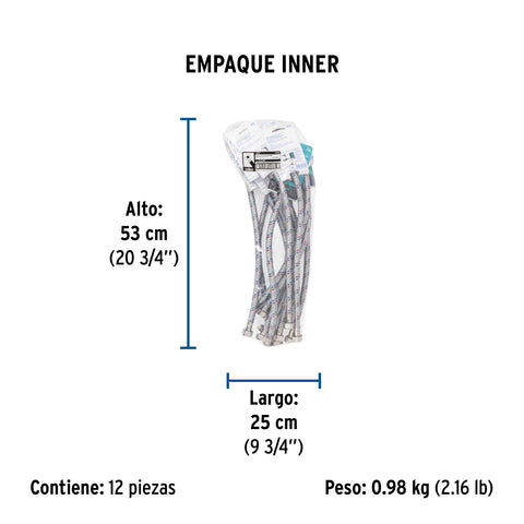 Manguera lavabo/fregadero, aluminio, 1/2'x1/2',40 cm, BASIC | FLA-40P | 26020