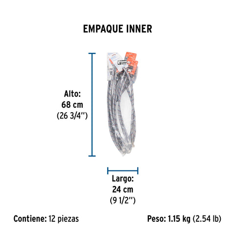 Manguera lavabo/fregadero, aluminio, 1/2'x1/2',55 cm, BASIC | FFR-55P | 26021