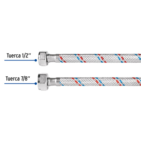 Manguera p/WC, aluminio, 1/2' x 7/8', 35 cm, BASIC | FWC-35P | 26022