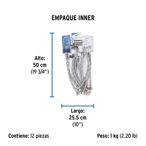 Manguera p/WC, aluminio, 1/2' x 7/8', 35 cm, BASIC | FWC-35P | 26022