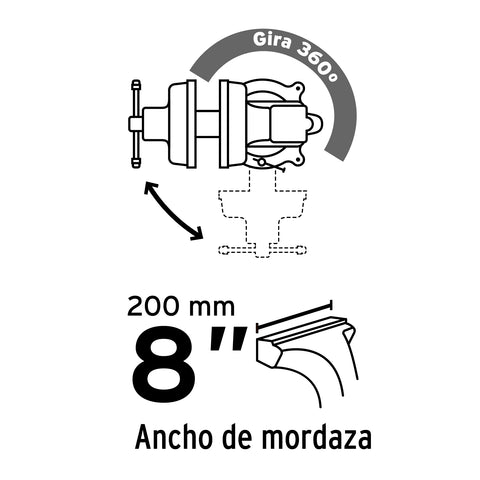 Tornillo de banco 8' de hierro gris, Pretul | TB-8P | 26044