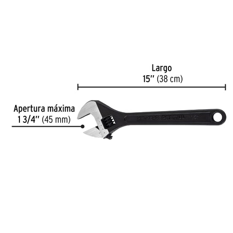 Llave ajustable (perico) 15' pavonada, Pretul | PET-15PP | 26053