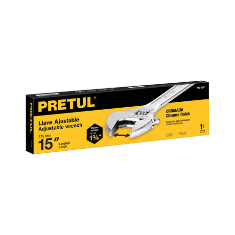 Llave ajustable (perico) 15' cromada, Pretul | PET-15P | 26054