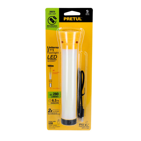 Linterna plástica de LED, 100 lm, recargable, PRETUL | LIRE-200P | 26070