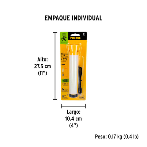 Linterna plástica de LED, 100 lm, recargable, PRETUL | LIRE-200P | 26070