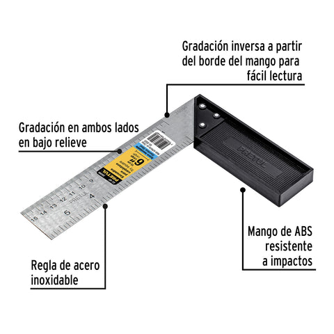 Escuadra 6' para carpintero, Pretul | EC-6P | 26086