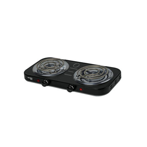 Parrilla eléctrica 2 quemadores en espiral, negra, BASIC | PAEL-2CPN | 26092