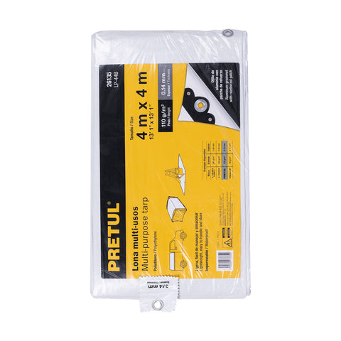 Lona de polietileno 4 x 4 m, blanca, 110 g/m2, PRETUL | LP-44B | 26135