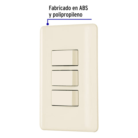 Placa armada 3 interruptores, marfil, Volteck | PA-APTR-BI | 26638
