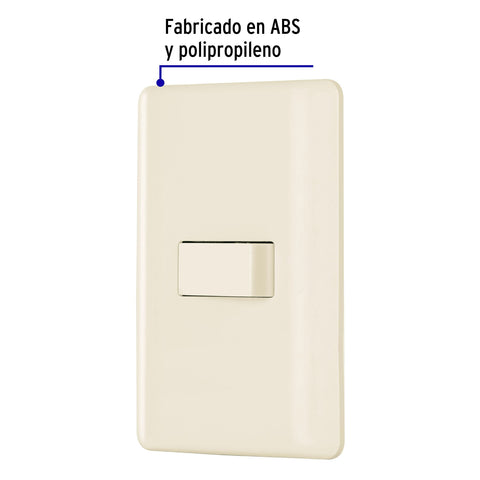 Placa armada 1 interruptor sencillo, marfil, Volteck | PA-APSE-BI | 26642