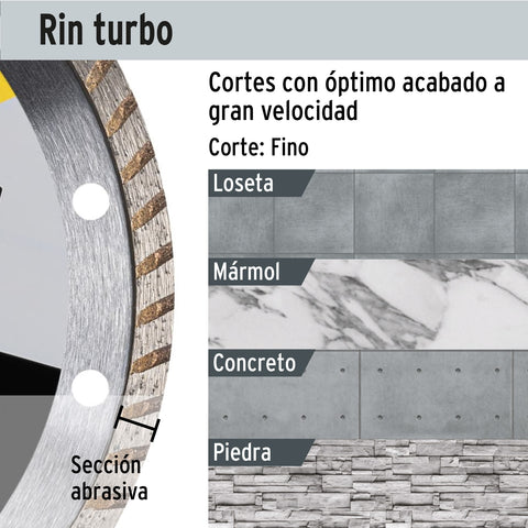 Disco de diamante de 4' x 1.2 mm, rin turbo, PRETUL | DID-240P | 27016