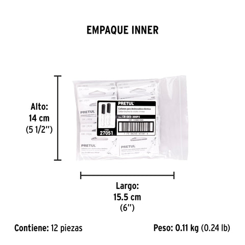 Bolsa con 2 carbones de repuesto para DES-300P2, PRETUL | CB-DES-300P2 | 27051