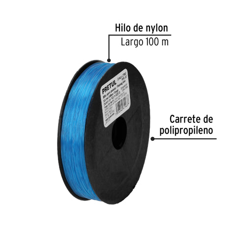 Carrete con 100 m de hilo para pesca azul calibre 0.50 mm | HIPE-50 | 27062